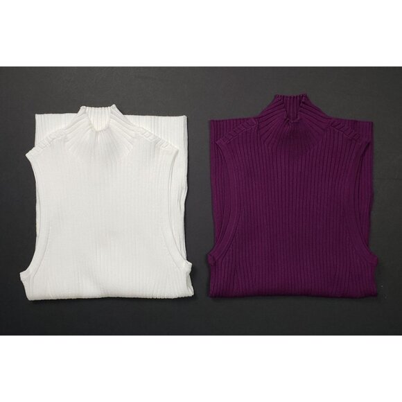 Madewell Mockneck Tank Sweater Set Women Size XXS Wine Ivory 2 Items [N0305] NWT - Picture 16 of 16